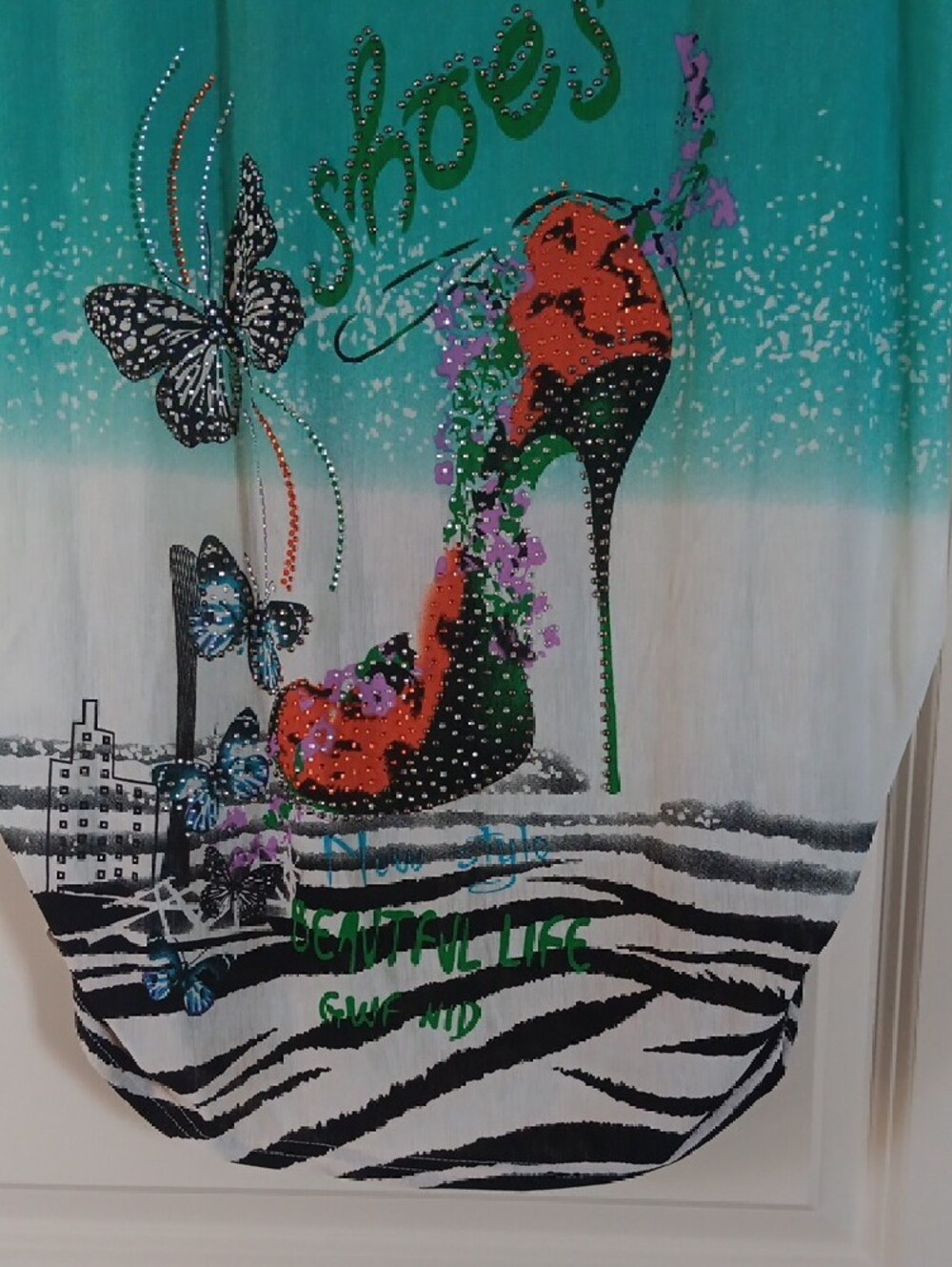 Turquoise Ribbed Crew Neck Top - Picture 3 of 6